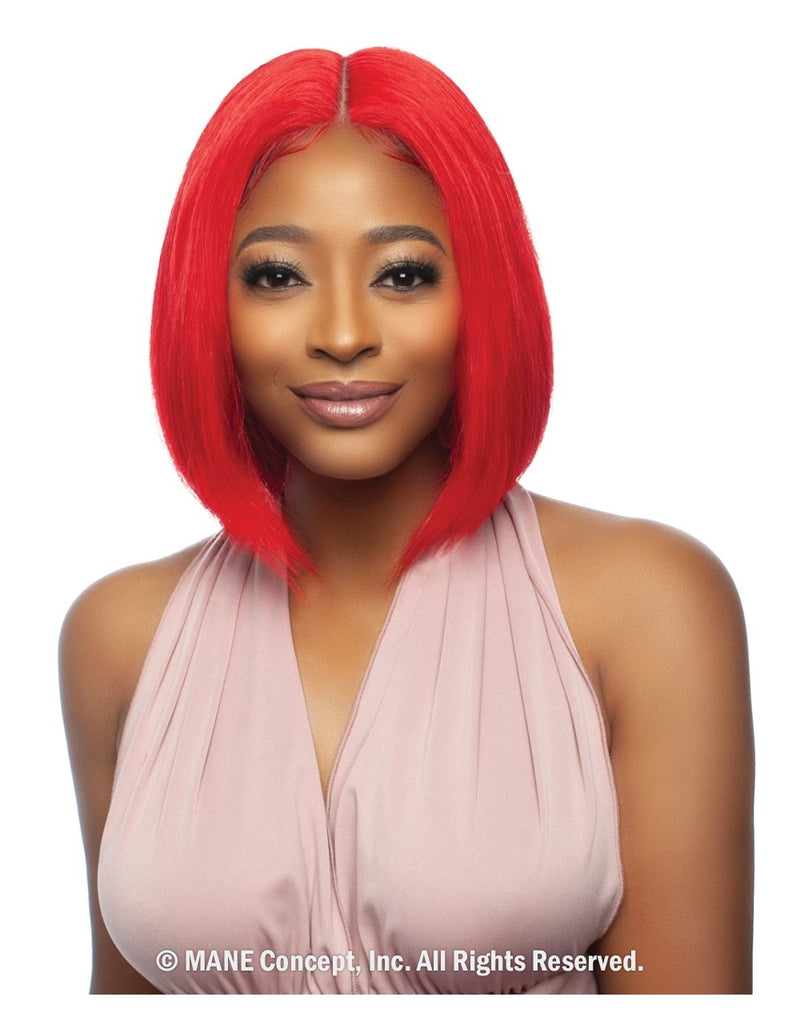 Mane Concept Trill 13A Human Hair HD 6" Deep Pre-Colored Lace Front Wig - Red Straight Bob